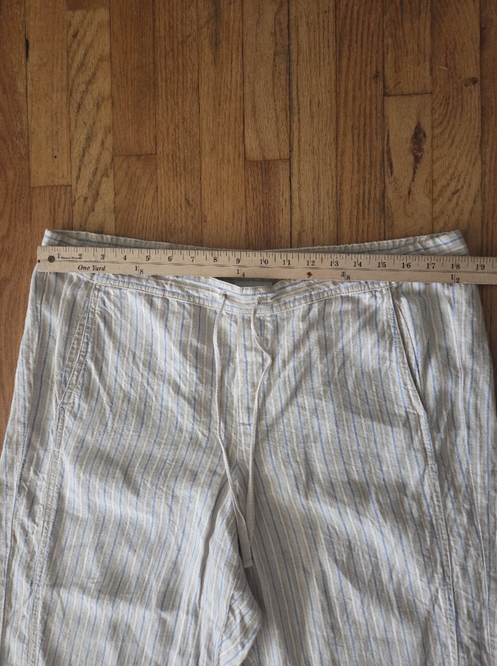 J.Jill Love Linen 100% Linen Striped Drawstring Pants Coastal Preppy Large Tall - Picture 3 of 10